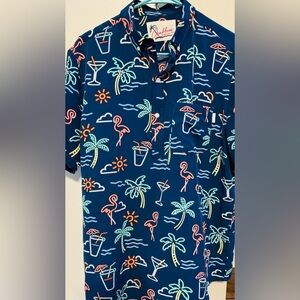 Chubbies TheNeonLights Blue Performance Polo Short Sleeve Friday Mens Shirt Sz M